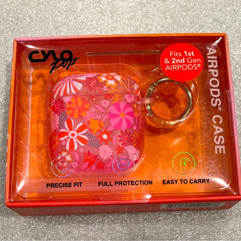 🆓 NIB Cylo Pink and Orange Floral AirPods Protective Case | 1st & 2nd Gen